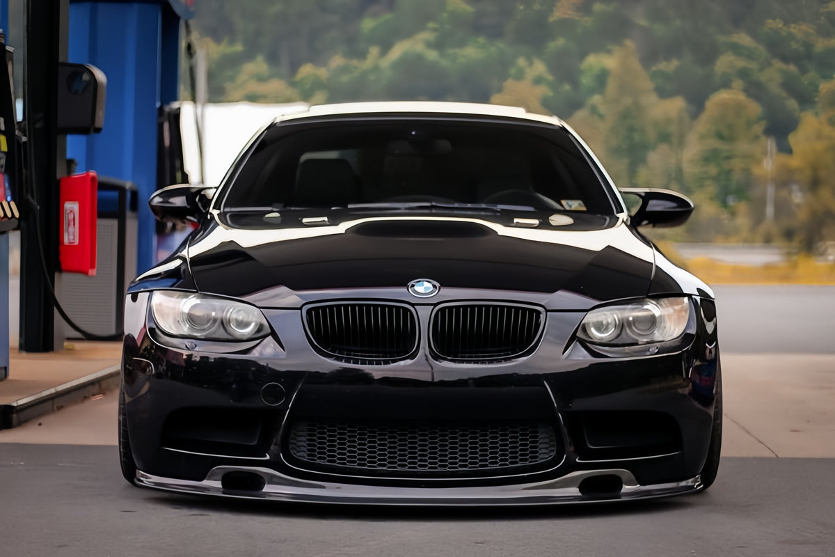 BMW E92 M3 carbon fiber GT4 V2 front splitter installed