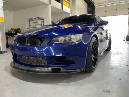 E92 M3 carbon fiber GT4 front splitter installed