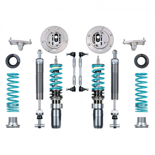 Nitron R1 dampers, teal springs, top mounts and droplinks; generic product illustration