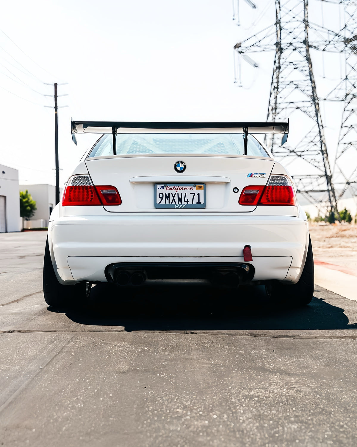 BMW E46 M3 with Ring Spec Wing V2 viewed from the rear