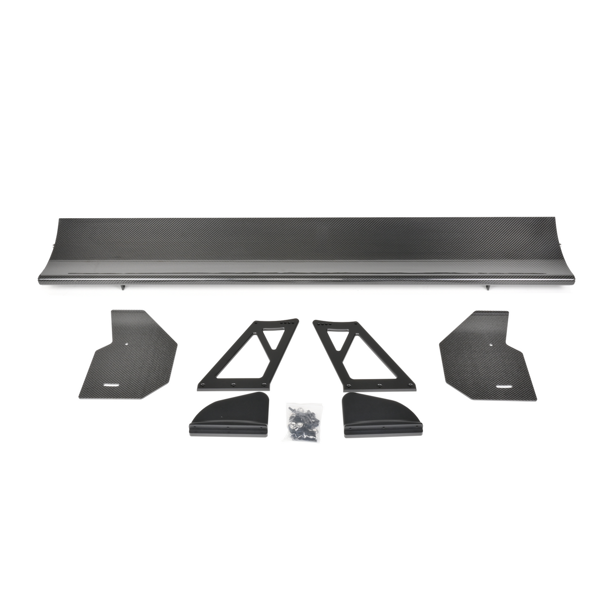 RM Engineering GT4+ 1600 mm chassis-mounted rear wing kit for BMW F80 M3 and F82 M4 with carbon mainplane, endplates, uprights, trunk mounting bases and hardware