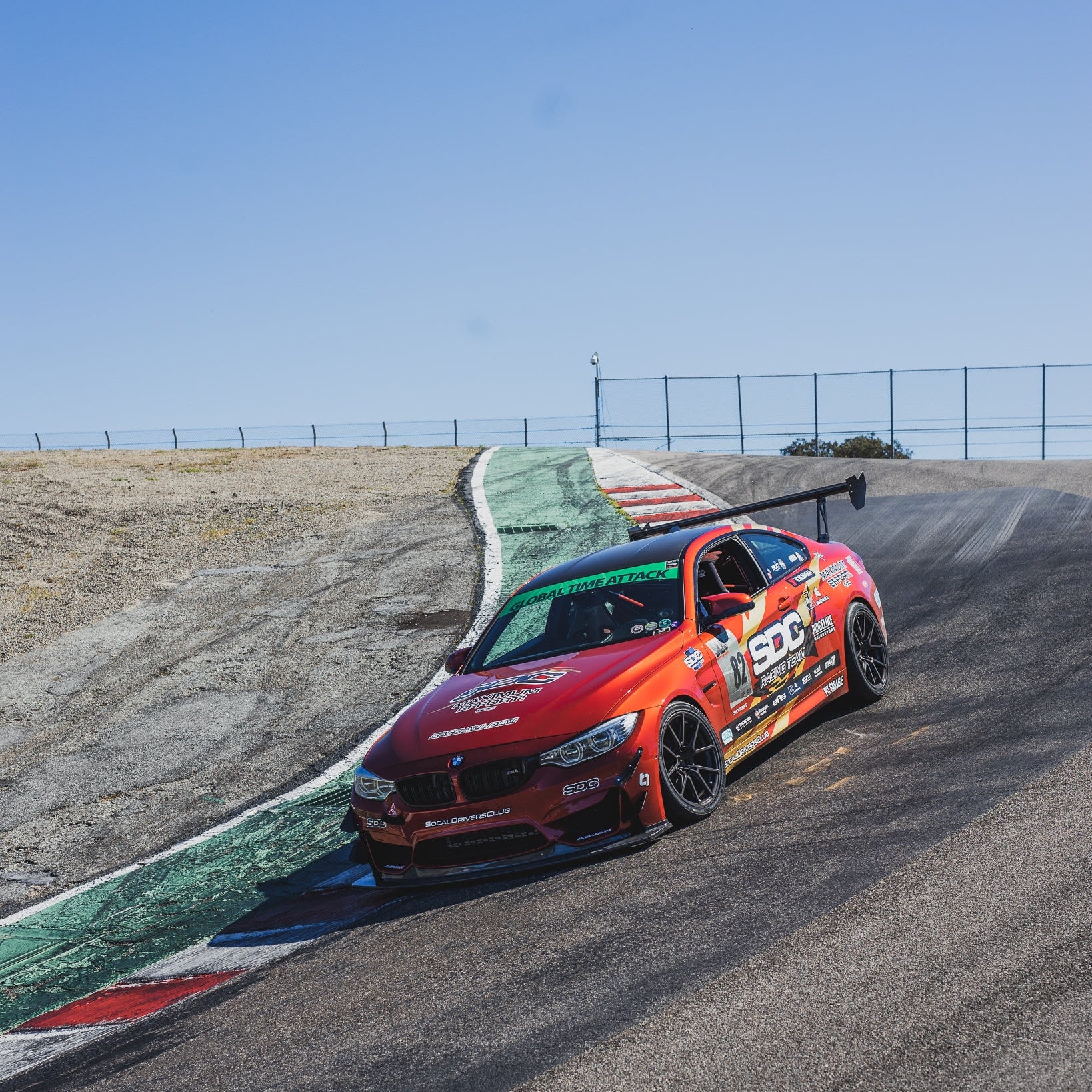 BMW F80 M3 track car with GT4+ rear wing and front splitter and carbon fiber canards 
