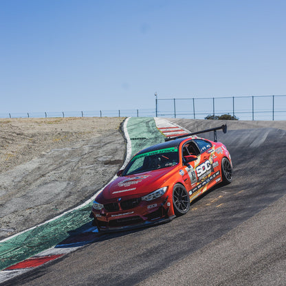 BMW F80 M3 track car with GT4+ rear wing and front splitter and carbon fiber canards 