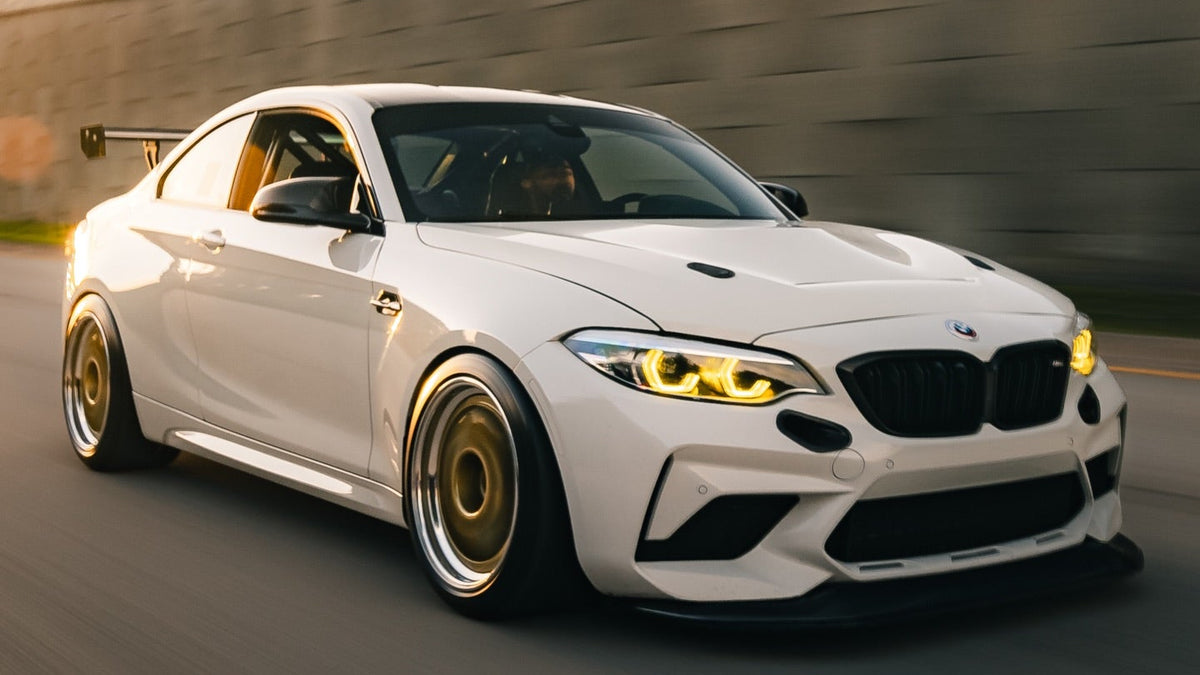 Aarie’s BMW F87 M2 Competition track-focused build with GTS front splitter and Ring Spec Wing V2