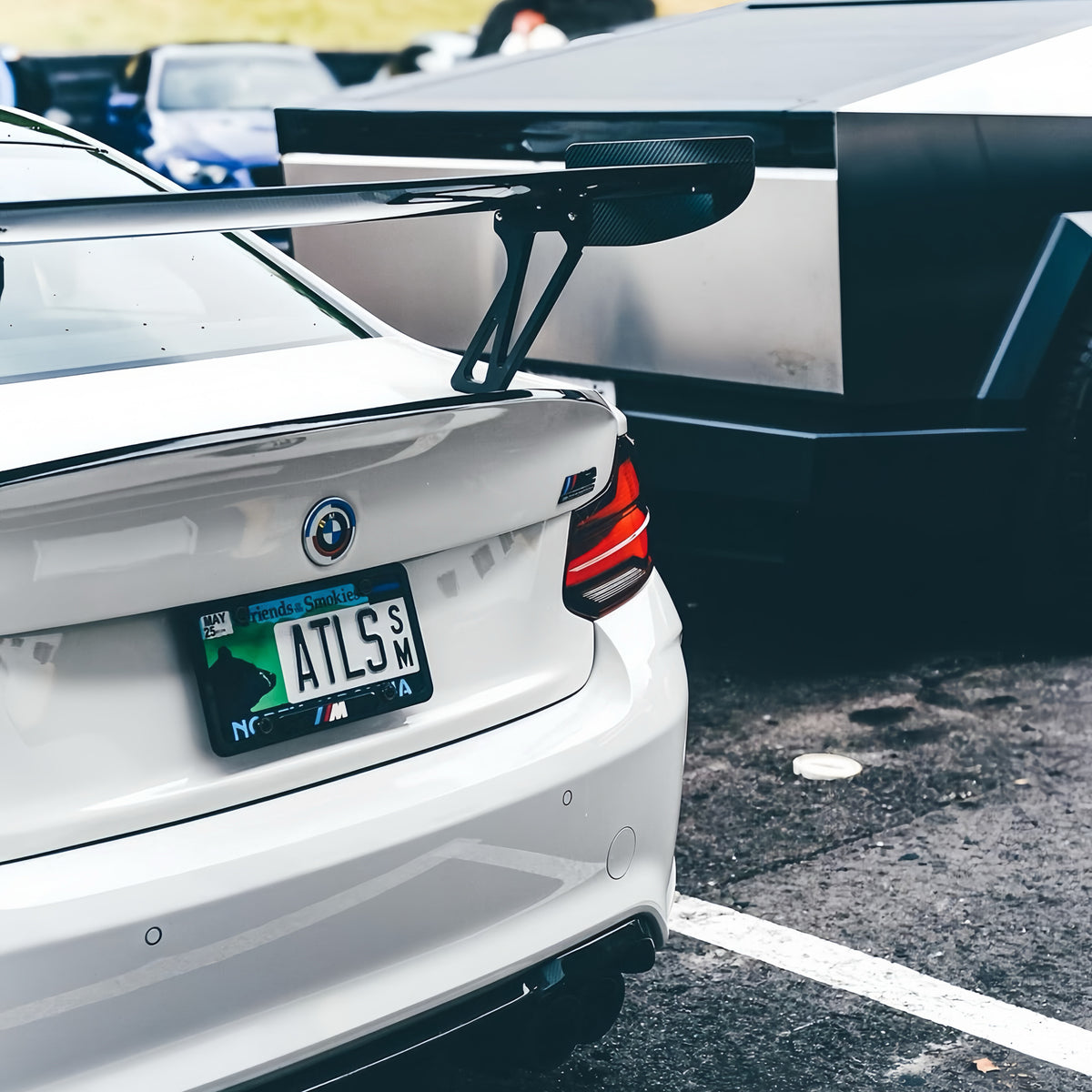 BMW F87 M2 with Ridgeline Motorsport M235iR carbon fiber rear wing close-up