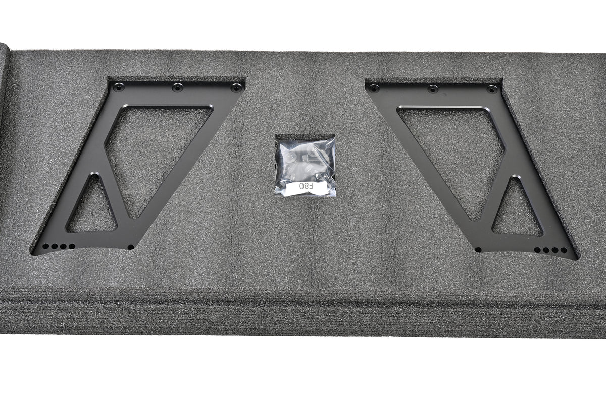 Pair of aluminum uprights and installation hardware for the BMW F80 M3 and F82 M4 GT4+ rear wing