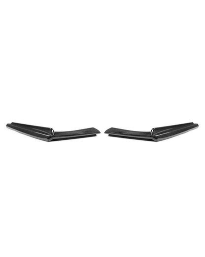 Left and right carbon fiber side pieces from the AlpineX Dynamics V style three-piece rear diffuser for BMW F8X M3/M4, displayed as a mirrored pair on white