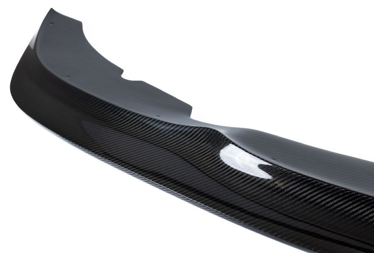 BMW E46 M3 GT4 front lip with integrated airflow opening and carbon fiber weave