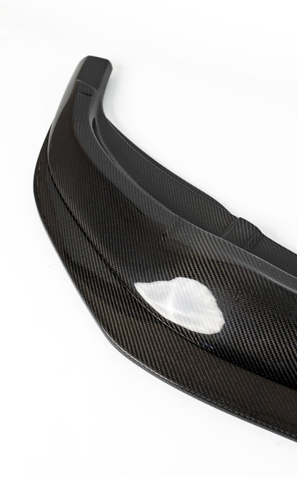 Profile detail of the adjustable carbon fiber front splitter for the BMW F87 M2 Competition