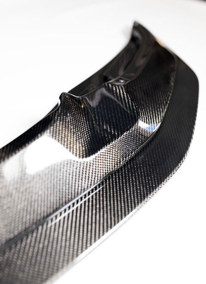 Close-up of the upper carbon fiber lip section for the BMW F8X GTS-style front splitter