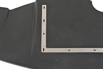 Underside of the G87 M2 GT4+ tunneled front splitter showing its aluminum support structure