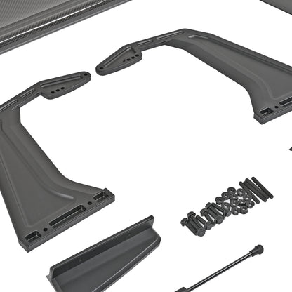 BMW G87 M2 GT4+ swan-neck uprights, trunk mounting bases, shortened lift support and installation hardware