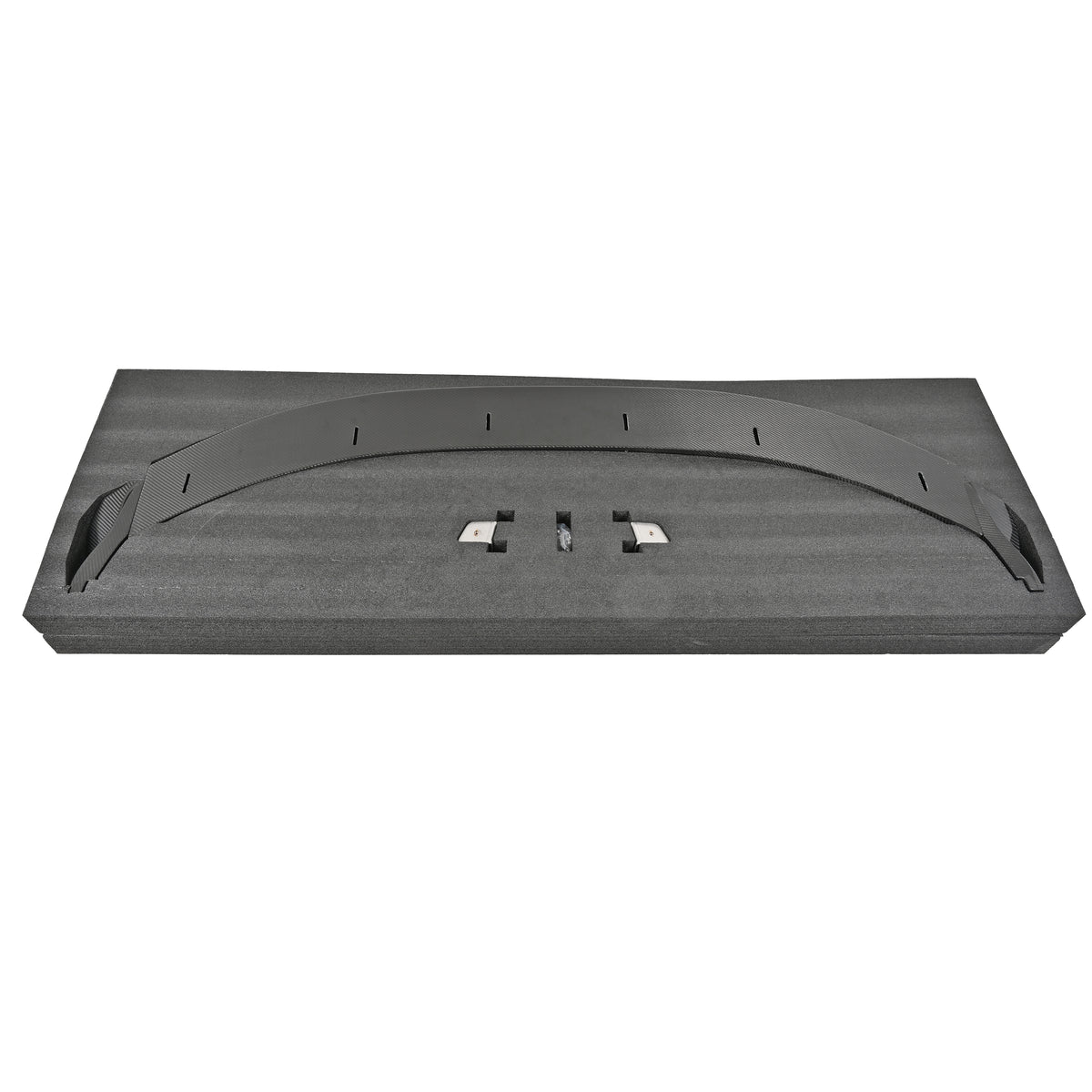 BMW G87 M2 pre-preg carbon fiber front splitter components secured in protective foam packaging