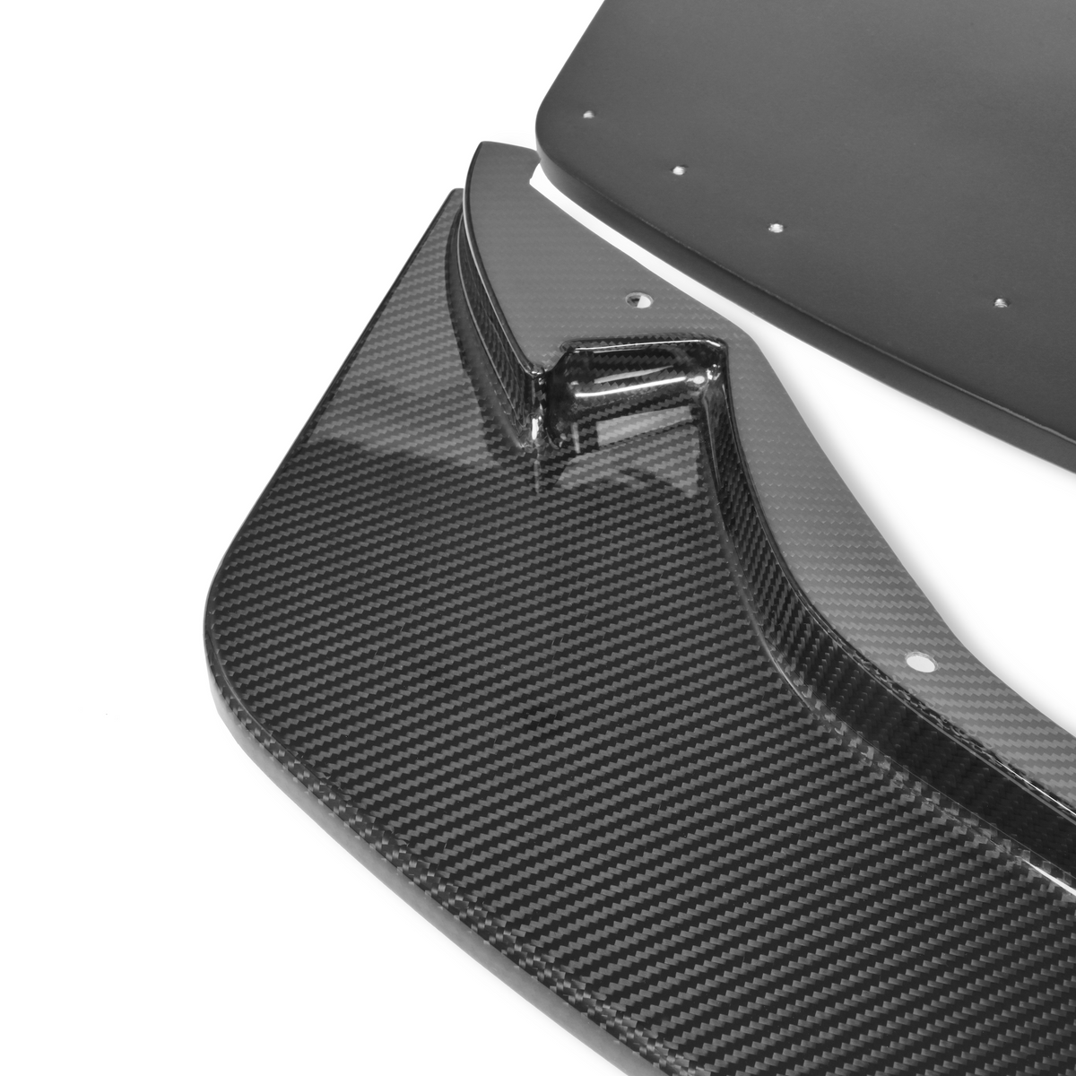 GT4+ carbon front lip and tunneled splitter corner detail