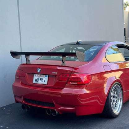 Melbourne Red BMW E92 M3 with GT4 MK2 high-mount rear wing