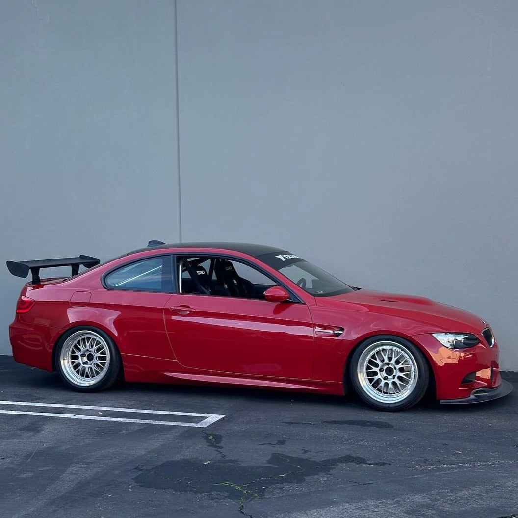 Melbourne Red BMW E92 M3 side view with GT4 MK2 rear wing