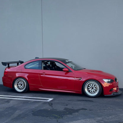 Melbourne Red BMW E92 M3 side view with GT4 MK2 rear wing