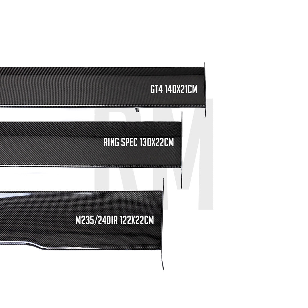 Profile comparison of Ridgeline Motorsport M235iR, Ring Spec V2 and GT4 MK2 rear wings