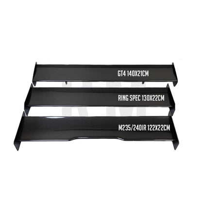 Width comparison of 122 cm M235iR, 130 cm Ring Spec V2 and 140 cm GT4 MK2 rear wings