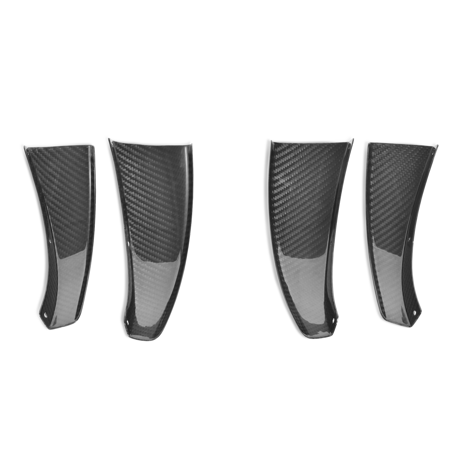 Four-piece RM Engineering GT4+ carbon fiber canard set for the Toyota GR Supra A90 and A91