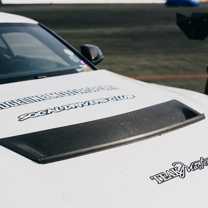 GT4+ carbon fiber hood vent installed on a track-prepared Toyota GR Supra A90