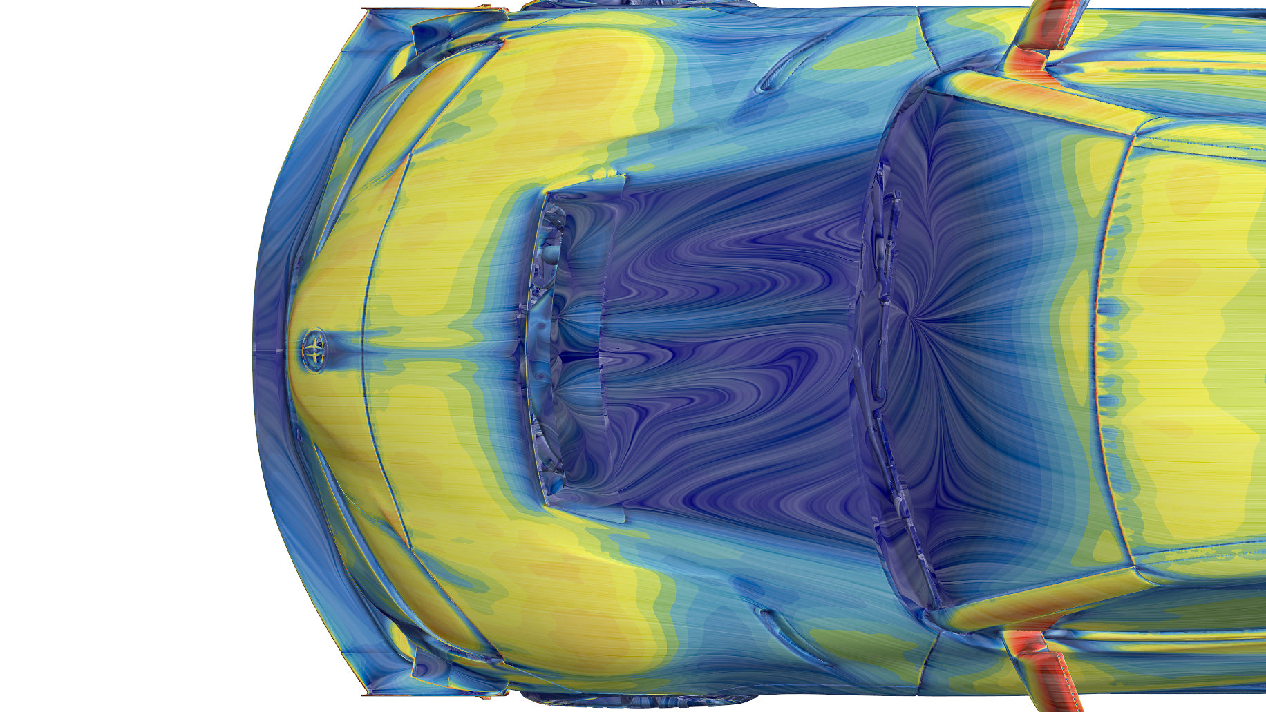 CFD surface-relative velocity field around the recessed GT4+ hood vent outlet